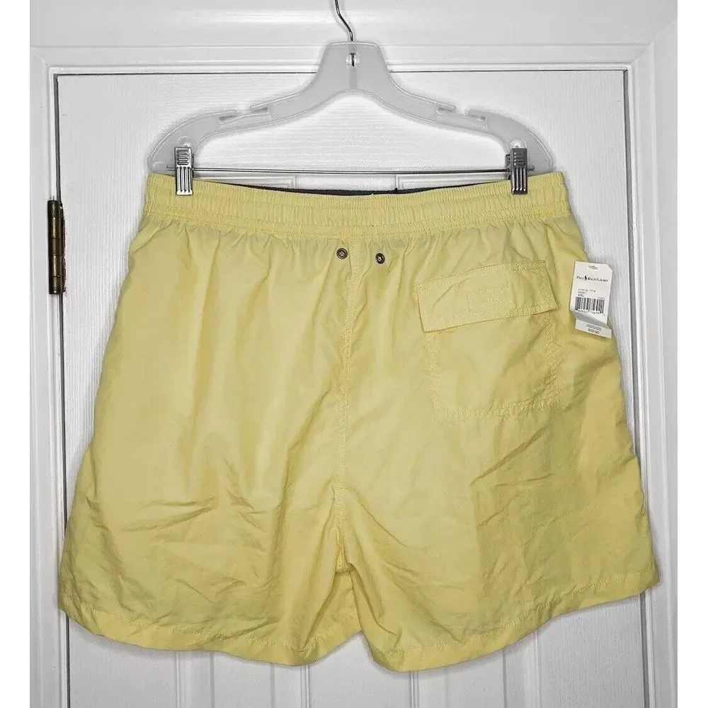 Vintage Polo Ralph Lauren Mens Bathing‎ Suit Bottoms Lined Pale Yellow Tags Flaw